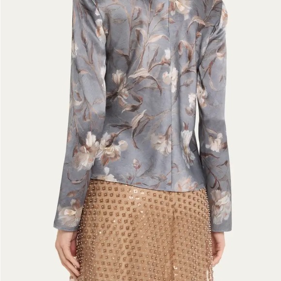 Vince floral Silk Bias Crew Neck Blouse SMALL - Picture 4 of 5